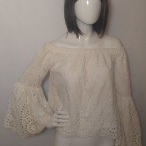 Blushing Hearts Off the shoulder Crop Top